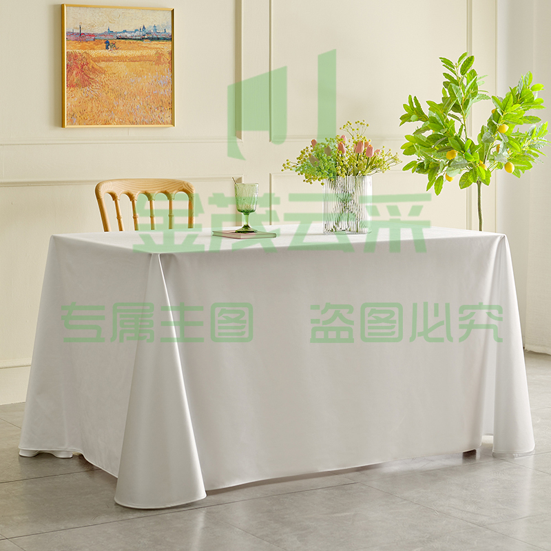 小清新酒店高档会议桌布定制长方形加厚白色轻奢高级感长条桌台布150*210cm