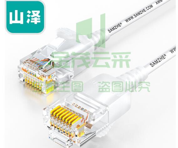 山泽(SAMZHE)SZB-3050 超六类网线细线CAT6A类无氧铜 万兆高速网络跳线 5米白色 (