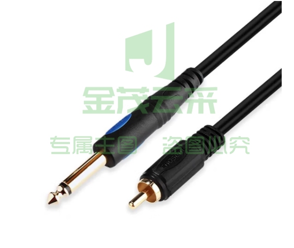 秋叶原(CHOSEAL) 6.5mm转RCA莲花音频线 电脑电视功放音箱吉他调音台连接线 6.5转莲花公对公 1.8米