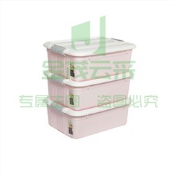 禧天龙(Citylong) X-6342 塑料整理箱收纳箱储物箱三件套有盖带把手外形扁平(粉色 )  (