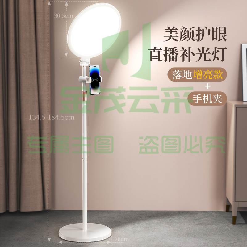 小天直播补光灯主播专用直播灯桌面打光灯直播间灯光专业网红面部美颜灯柔光灯面灯手机拍照摄落地支架直播架【31cm落地版】