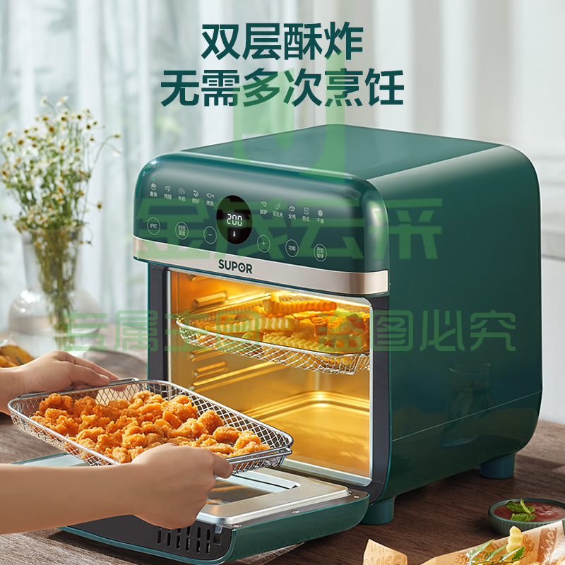 苏泊尔(SUPOR)空气炸烤箱12L大容量家用无油双层蒸烤炸 10大菜单 多功能台式小型烤箱空气炸锅