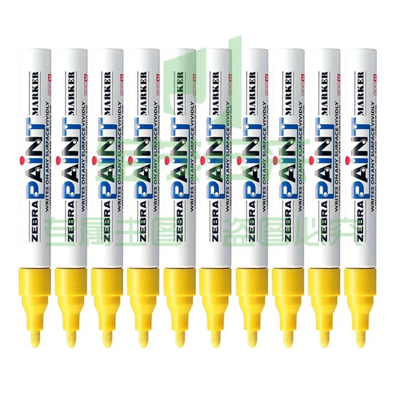 斑马牌(ZEBRA)油漆笔 油性记号笔 大号物流笔签名笔/马克笔 PAINT-MOP 黄色 10支装