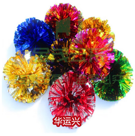 啦啦操花球拉拉队手花手摇花舞蹈表演出手拿花运动会道具手持彩球 手柄款 大红